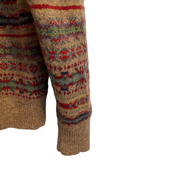 J. Crew Fair Isle Lambswool Crewneck Sweater Honey Beige Medium - Picture 6 of 8